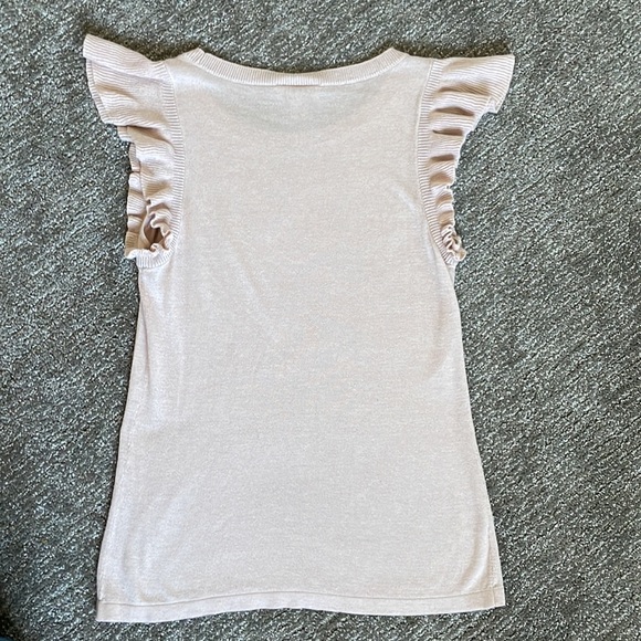 Loft light pink sweater tank with ruffle sleeves, Sz S - Picture 2 of 3